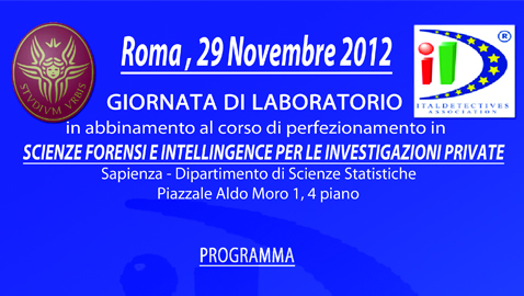 Appuntamento del 29 novembre: Scienze Forensi e Intelligence per le investigazioni private